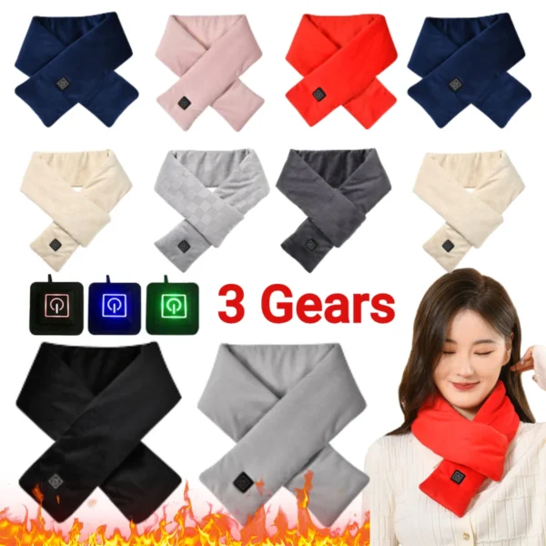 USB Heated Neck Warmer – Adjustable, Washable Fleece Scarf for Winter