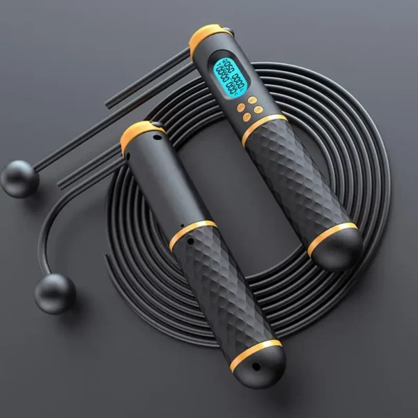 2 In 1 Digital Counter Skipping Rope With Ball Non-slip Handle Adjustable Cordless Jump Rope