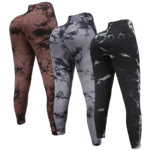 3-Piece Tie-Dye Leggings Set – High-Waist, Scrunch Butt, Seamless Activewear